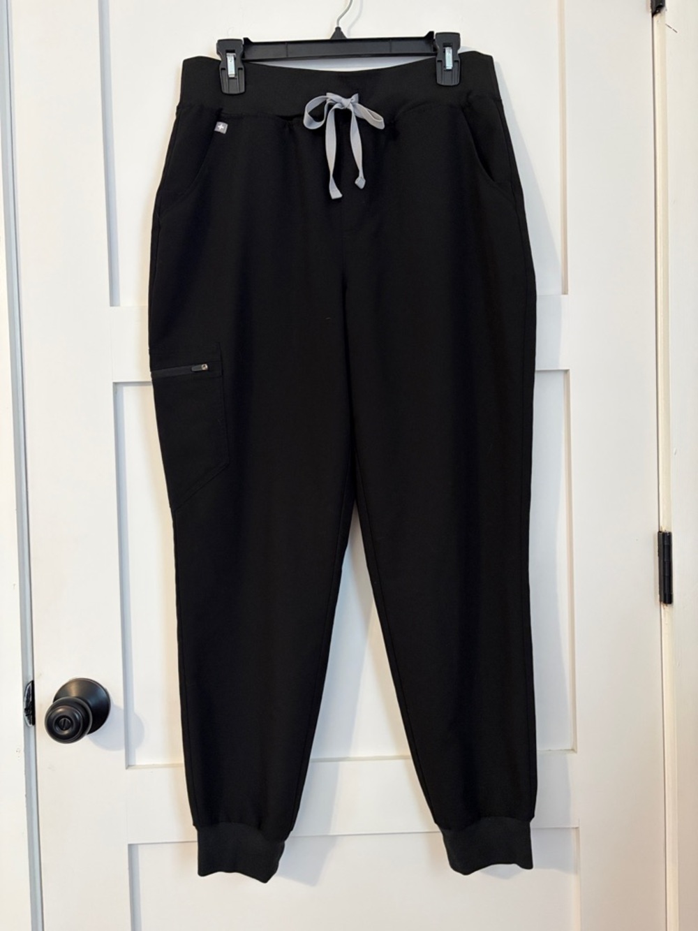 Figs Black Jogger Pants with Light Gray Drawstring